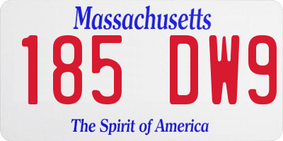 MA license plate 185DW9