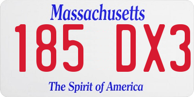 MA license plate 185DX3