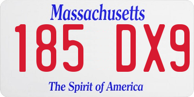 MA license plate 185DX9