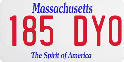 MA license plate 185DY0