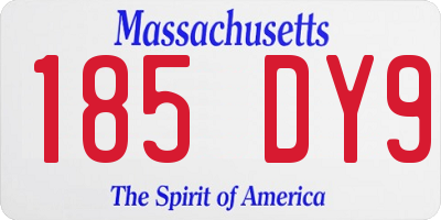 MA license plate 185DY9