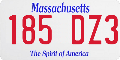 MA license plate 185DZ3