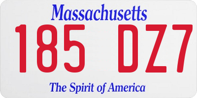MA license plate 185DZ7