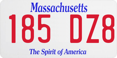 MA license plate 185DZ8
