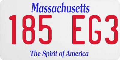 MA license plate 185EG3