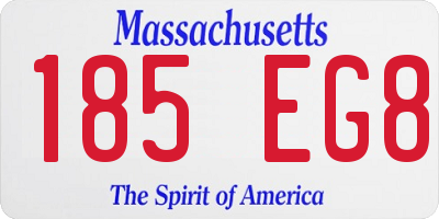 MA license plate 185EG8