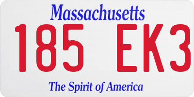 MA license plate 185EK3