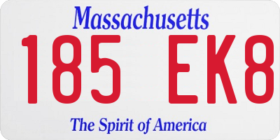 MA license plate 185EK8