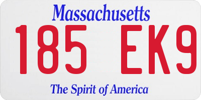 MA license plate 185EK9