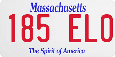 MA license plate 185EL0