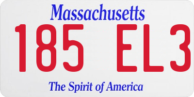 MA license plate 185EL3