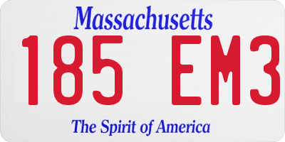 MA license plate 185EM3