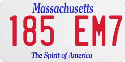 MA license plate 185EM7
