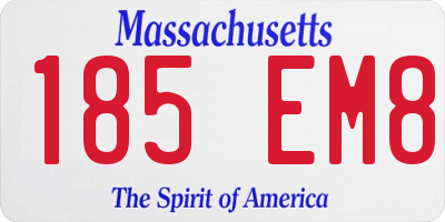 MA license plate 185EM8