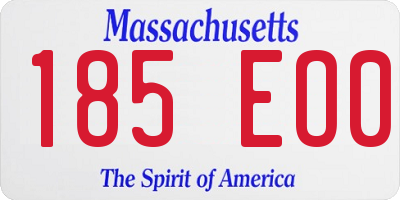 MA license plate 185EO0