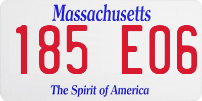 MA license plate 185EO6
