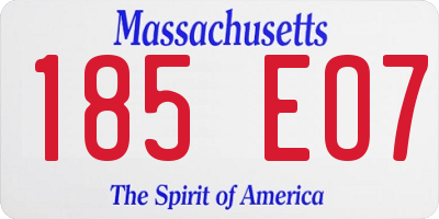 MA license plate 185EO7