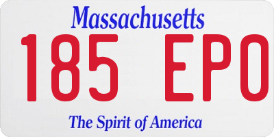 MA license plate 185EP0