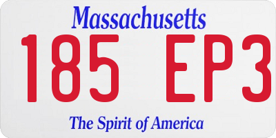 MA license plate 185EP3