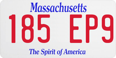 MA license plate 185EP9