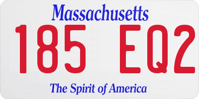 MA license plate 185EQ2