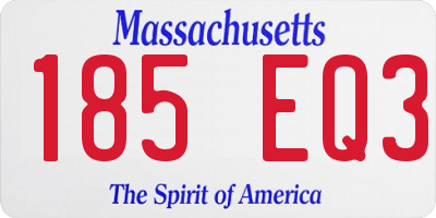 MA license plate 185EQ3