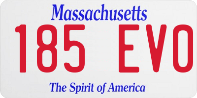 MA license plate 185EV0