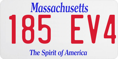 MA license plate 185EV4
