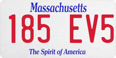 MA license plate 185EV5