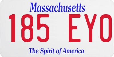 MA license plate 185EY0