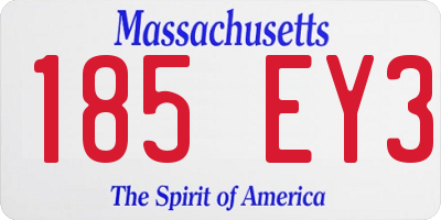 MA license plate 185EY3