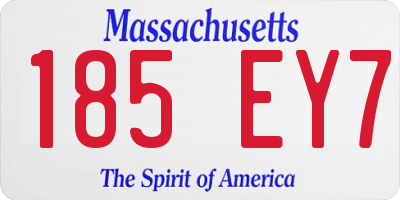 MA license plate 185EY7