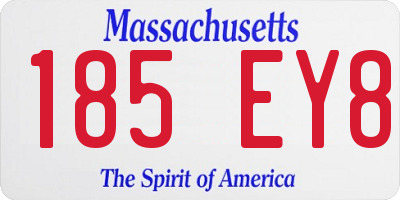 MA license plate 185EY8