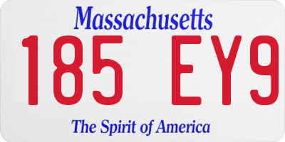 MA license plate 185EY9
