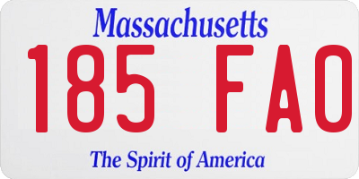 MA license plate 185FA0