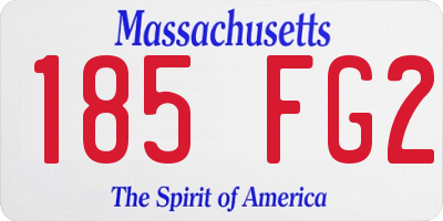 MA license plate 185FG2