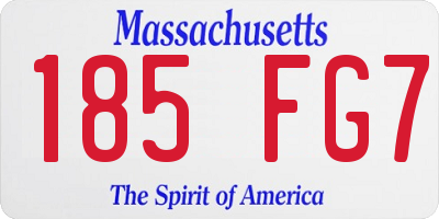 MA license plate 185FG7