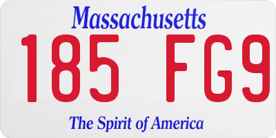 MA license plate 185FG9