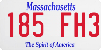 MA license plate 185FH3