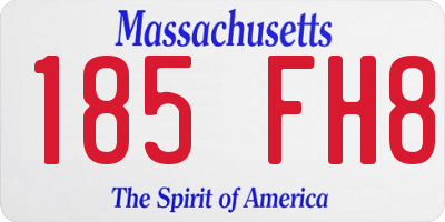 MA license plate 185FH8