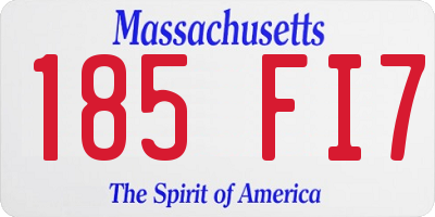 MA license plate 185FI7