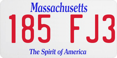 MA license plate 185FJ3