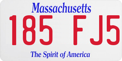 MA license plate 185FJ5