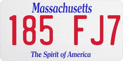 MA license plate 185FJ7