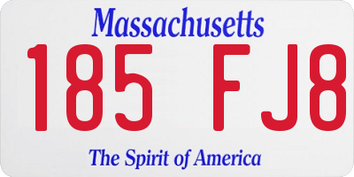 MA license plate 185FJ8