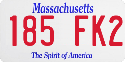 MA license plate 185FK2