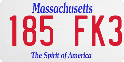 MA license plate 185FK3
