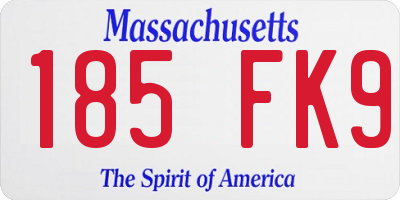 MA license plate 185FK9