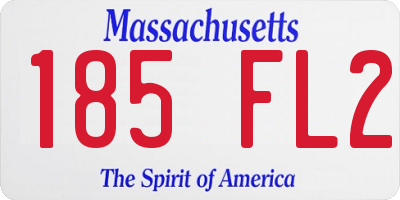 MA license plate 185FL2