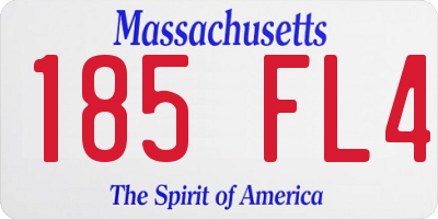 MA license plate 185FL4